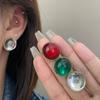 Pendientes redondos elegantes de estilo retro frío para mujer, con aguja de plata S925, geométricos, sencillos, con gemas de cristal de imitación.