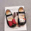 Zapatos sueltos KT performance gato primavera y otoño nuevos zapatos de cuero para niños lindos niños zapatos de princesa para niños suela suave caricatura marrón