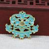 Yiwu raio dourado cor cobre banhado a ouro DIY ponto Cui imitação ouro esmalte azul queimado vaso peça de flor acessórios de enfeite de cabeça B3379