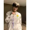 MoEn StockDiseño Creativo Camisa de Corbata Pintada a Mano con Crayones Unisex Divertida Estilo Universitario Camisa con Graffiti Primavera