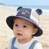 Gorro a Cuadros de Oso Fresco y Elegante, Sombrero Cubeta para Bebé Súper Lindo, Sombrero de Playa, Sombrero de Pescador para Proteger del Sol en Verano, Gorro de Malla para Niños