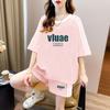 Novo conjunto de verão e primavera puxar um conjunto solto coreano gola redonda manga curta shorts terno esportivo casual de duas peças tamanho grande