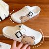 Chinelos Meia Mulher Verão Sapatos de Plataforma e Chinelos Moda Famosos da Internet Versátil Fivela Quadrada Urso Lateral Chinelos Antiderrapantes para Mulher