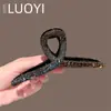 Nuevo Estilo Primavera y Verano Exquisito Pinza de Garra Totalmente de Diamante para Mujer, Elegante Pinza de Tiburón Negra para la Parte Posterior de la Cabeza, Accesorio para el Cabello de Alta Gama