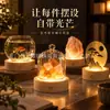 Lámpara LED Recargable con Base de Madera Difusor Piedra Lámpara de Aromaterapia Base Copa de Cristal Versión Mejorada Portalámparas Base Luminosa de Madera