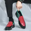 Zapatos de Cuero Casual Retro de Color Combinado para Hombre de Talla Grande Transfronterizos Nuevo Estilo Coreano Mocasines Slip-On de Moda para Hombre
