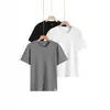 Camiseta de Algodón Romano de Manga Corta Fresca y Transpirable para Hombre, Sencilla de Color Sólido Elástica con Hombro Derecho Camiseta Básica para Deporte y Fitness con Cuello Redondo