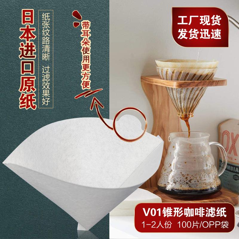 V01白色1-2人份圆锥形咖啡滤纸主图1