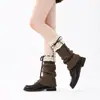 Cobre-meias brancos, estilo primavera e outono, meias empilhadas com laço para mulheres, meias longas de outono e inverno para usar com botas, meias pretas para panturrilha, aquecedores de perna de cor sólida