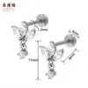 Pendientes de Acero de Titanio Acero Inoxidable 316 con Colgantes Tachonados de Diamantes de Zirconia, Diseño de Alta Gama, Piercing Labial que No se Desvanece
