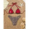 Traje de baño bikini transfronterizo AliExpress 2026 nuevo estampado de leopardo europeo y americano con cordones traje de baño sexy para mujer