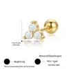 Arete de titanio triangular de tres piedras de zirconia cúbica con rosca, arete de titanio dorado con bola retorcida, aretes piercing de titanio, joyería para orejas