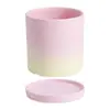 Maceta de Cerámica Artesanal Creativa Verde Degradado Lisa Quemada Transpirable Absorbente de Agua Arcilla Gruesa con Plato para Plantar Flores en Maceta