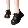 Zapatos de mujer con cordones y suela blanda, nuevo modelo otoño 2026, versátiles de suela gruesa, cuero suave, estilo británico, mocasines ligeros y cómodos para mujer