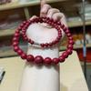 Artículos genuinos collar de cinabrio natural arena dorada púrpura cuentas redondas cadena de torre joyería cadena de madre regalo cadena de clavícula para mujer