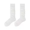 Calcetines de Rayas Verticales de Color Sólido para Mujer, Calcetines Largos Blancos Adelgazantes de Primavera y Otoño, Calcetines Versátiles JK, Calcetines de Caña Media Arrugados de Verano