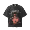 26 Marca Europea y Americana de Tendencia Transfronteriza Colaboración Travis Scott Camiseta de Manga Corta Lavada Vintage Unisex High Street Manga Media