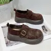Zapatos de plataforma con pedrería estilo coreano y correas de velcro, zapatos para mujer inspirados en Birkenstock, nueva colección otoño 2026, planos versátiles y que aumentan la altura con punta poco profunda