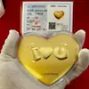 Bolo Shuibei Coração Dourado 520 Dia dos Namorados Bolo de Ouro Puro 999 520Mg Formato de Coração Ornamento Criativo Presente
