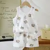 Conjunto de Roupa de Verão Nova Estilo A-Class 100% Algodão, Conjunto de Duas Peças com Top sem Mangas e Shorts, Roupas de Verão para Bebê Atacado