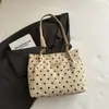 Bolsa de Ombro Retro de Veludo com Bolinhas e Detalhes de Corrente, Bolsa Tote Grande Capacidade, Bolsa de Inverno/Outono para Mulheres