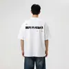 Camiseta de Manga Corta Pesada Estilo Americano para Hombre, Chaleco de Verano de Moda para Pareja, Nuevo Top Versátil Holgado de Cuello Redondo con Estampado Simple