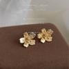 Pendientes de Botón de Flor Tridimensionales de Plata Chapada en Oro de 14K con Microincrustaciones de Circonita, Estilo de Lujo de Gama Alta, Pendientes Elegantes y de Moda Fábrica
