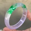 Alternativa asequible a pulseras de color verde jade tipo hielo color primavera, pulseras de jade de roca de cuarzo, pulseras de banda plana violeta y pulseras de Ba Shan color verde jade con diseño floral