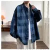 Camisa Casual de Cuadros de Manga Larga para Hombre Moda de Primavera y Otoño Marca de Moda Holgada Nueva Llegada talla extra Chaqueta Camisa con Solapa para Hombre