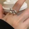 Anillo abierto de circonita perla meteorito para mujer, estilo frío elegante, anillo para el dedo índice, diseño nicho, lujo ligero, anillo de alta sensación