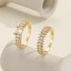 Anillo de cobre con circonitas, sencillo, de lujo, ligero y de gran venta transfronteriza en Oriente Medio, regalo de San Valentín, conjunto de anillos de alta gama para parejas.