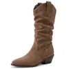 Botas altas de punta para otoño e invierno, botas de mujer de color liso versátiles de talla grande, botas de moda de tacón alto sin cordones, zapatos ligeros de comercio exterior