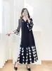 Vestido Plisado Estilo Miyake para Mujer, Nuevo Modelo Primavera 2026, Elegantes Mangas de Tres Cuartos, Holgado Talla Grande, Adelgazante, Vestido Largo de Moda