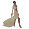 Europeo y Americano Transfronterizo 2024 Verano Nuevo Vestido de Encaje Plisado Sexy con Perspectiva de Cuello en V y Aberturas
