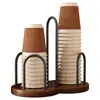 Dispensador de Vasos Desechables, Estante de Almacenamiento de Vasos de Agua de Madera Maciza de Alta Gama, Portavasos de Papel de Escritorio para Café y Té