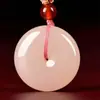 Colgante de Seguridad Rosa Raíz de Loto de Jade Afgano Natural para Hombres y Mujeres, Colgante de Jade Rosa, Regalo de Negocios
