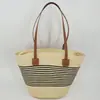 Bolsa de paja de verano Coke Creek 2026 para mujer, bolso de hombro tejido de color contrastante, bolso de mano casual para viajes de gran capacidad