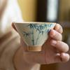 Juego de té de kung fu de cerámica de bambú pintado a mano bajo cubierta, taza de té de aire fresco Xiaoqing para el hogar, nueva taza de cubo de estilo chino