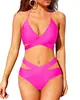 Traje de baño de dos piezas para mujer 2025 Nuevo Europeo y Americano de Color Floral Combinado Cintura Alta Bikini Bikini de Amazon