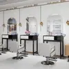 Gabinete de espejo para barbería sin taladro, gabinete de herramientas integrado, espejo popular LED con luces