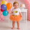 Conjunto de Roupa para Bebê Menina 2026, Roupa de Aniversário, Macacão de Manga Curta, Saia, Acessórios de Cabelo, Certificação Classe A Transfronteiriça para Bebês
