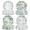 Bp005 Plato de Papel de Hortensia Vajilla para Fiesta Navideña para 8 Personas Plato de Papel Desechable Decorativo de Hortensia Azul