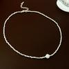Collar de plata rota con perla artificial de circón, estilo moderno y elegante, cadena de clavícula de estilo frío, versátil y de alta gama.