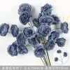 Rosas de Creme Simuladas de 3 Cabeças, Decoração de Fundo para Casamento, Arranjo de Flores para Guia de Estrada, Flores de Seda Estilo Europeu para Casamento, Flores Artificiais