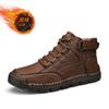 Zapatos de Hombre de Talla Grande Transfronterizos Cuero Genuino Botas Martin Botines de Terciopelo de Caña Alta Zapatos de Trabajo Invierno Exterior Hechos a Mano Cálidos de Algodón Dropshipping