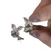 Pendientes de Mariposa con Circonita Microincrustada Plateados Estilo Mismo de TikTok para Mujer Elegantes Versátiles Exquisitos Ligeros de Lujo Sensación de Gama Alta