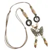 Cadena de Suéter Artística de Cerámica Vintage, Collar Largo para Mujer, Accesorio de Ropa de Alta Gama, Collar de Mariposa, Colgante de Estilo Antiguo