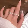 Anel Aberto Exquisito Pedra Olho de Gato Super Feérico para Mulheres, Design de Nicho de Alta Qualidade, Anel Ajustável para Dedo Indicador, Anel Empilhável