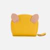 Cartera de acordeón de cerdito de cuero de vaca de primera capa para tarjetas, bolso de mano de niña de dibujos animados, llavero portátil, monedero para llaves