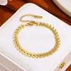 Pulsera transfronteriza de acero de titanio, cadena lisa versátil de oro de 18k, cadena O, cadena retorcida, cadena de eslabones tipo hoja, cadena de acero inoxidable, joyería DIY